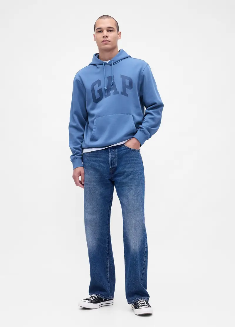 Felpa Blu Con Cappuccio, Uomo, Blu miniatura 3