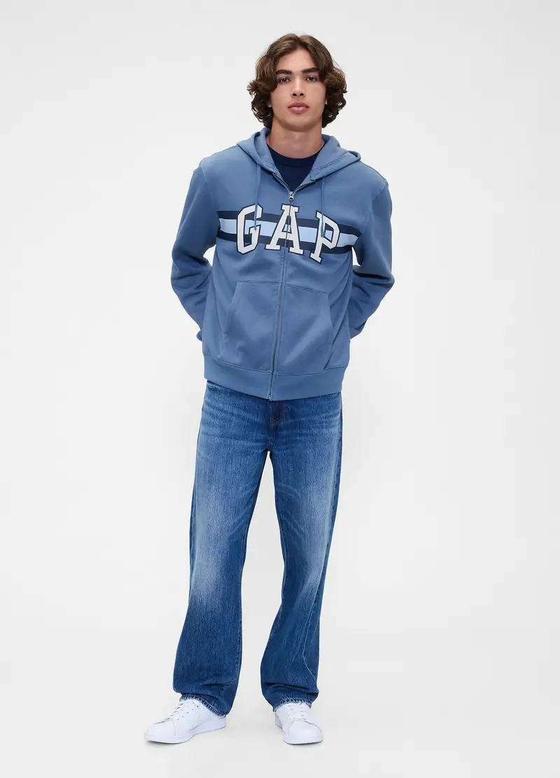 Felpa Blu Con Chiusura A Zip Intera, Uomo, Blu miniatura 2