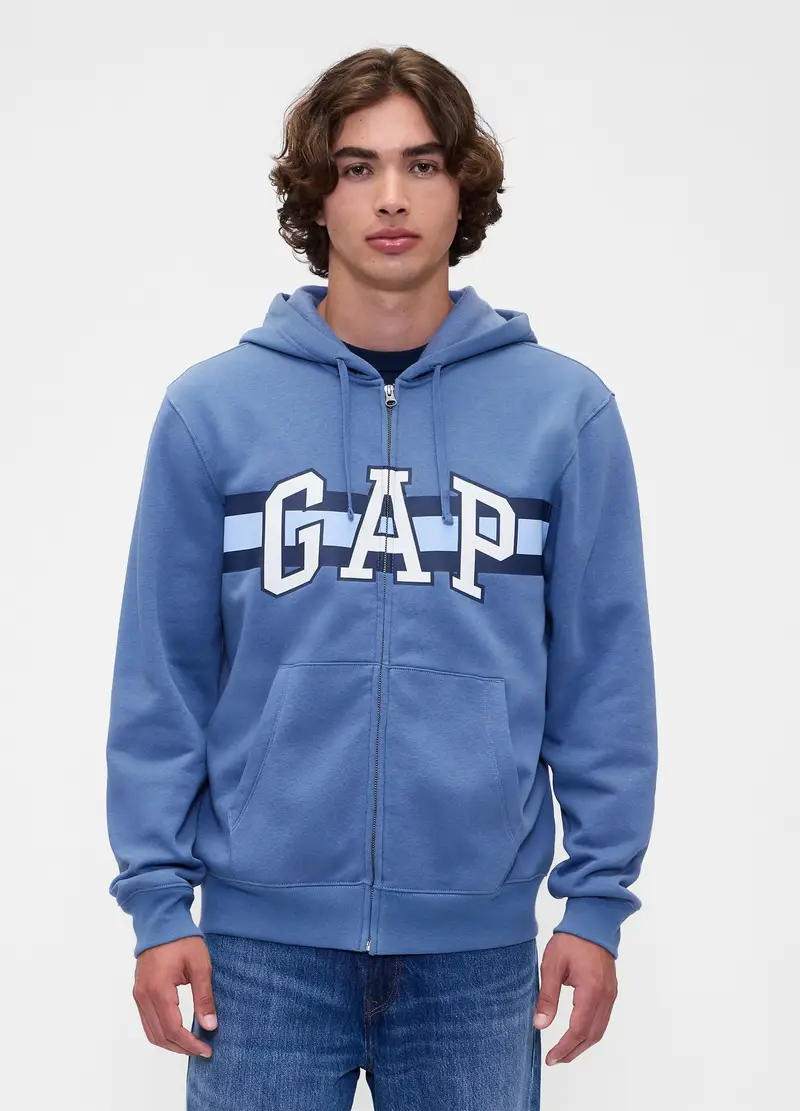 Felpa Blu Con Chiusura A Zip Intera, Uomo, Blu