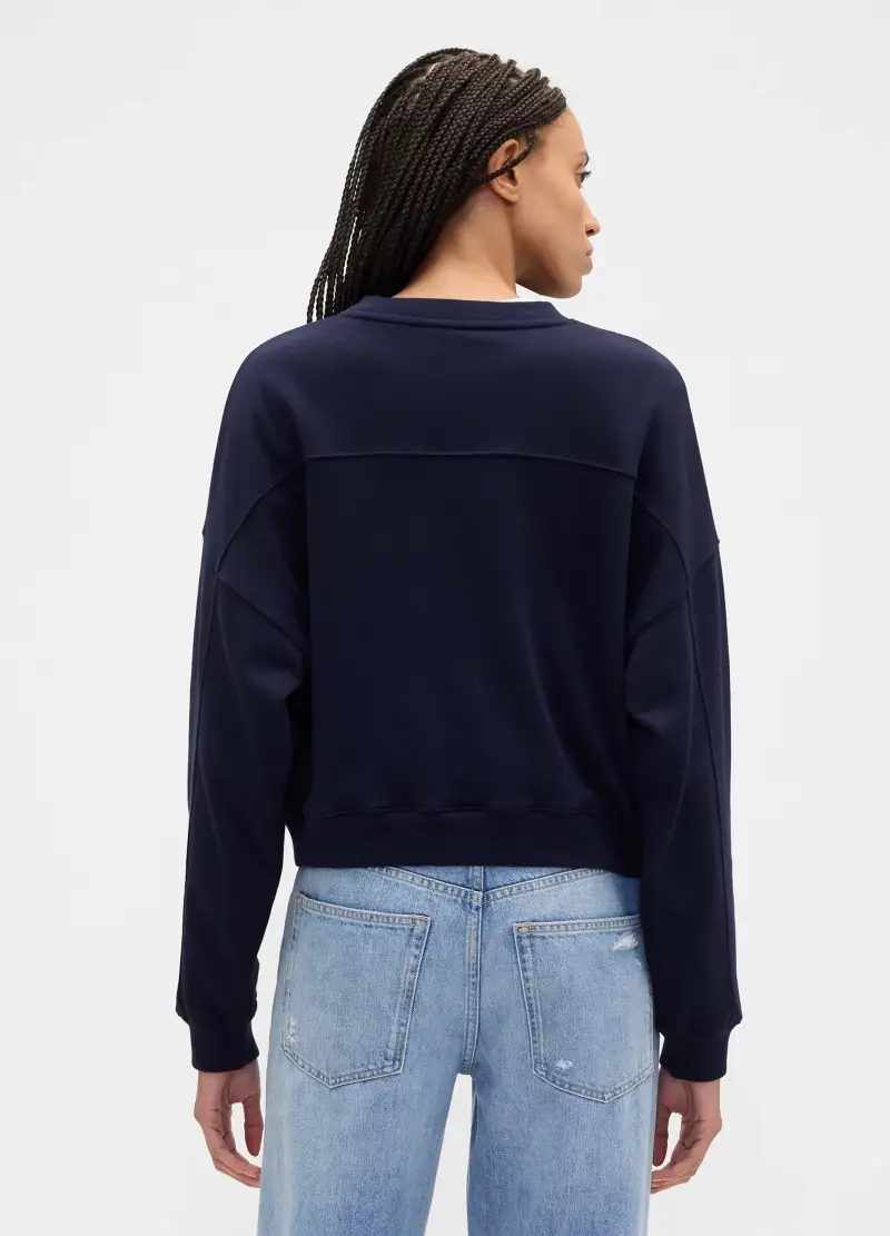 Felpa Blu Con Girocollo, Donna, Blu miniatura 2