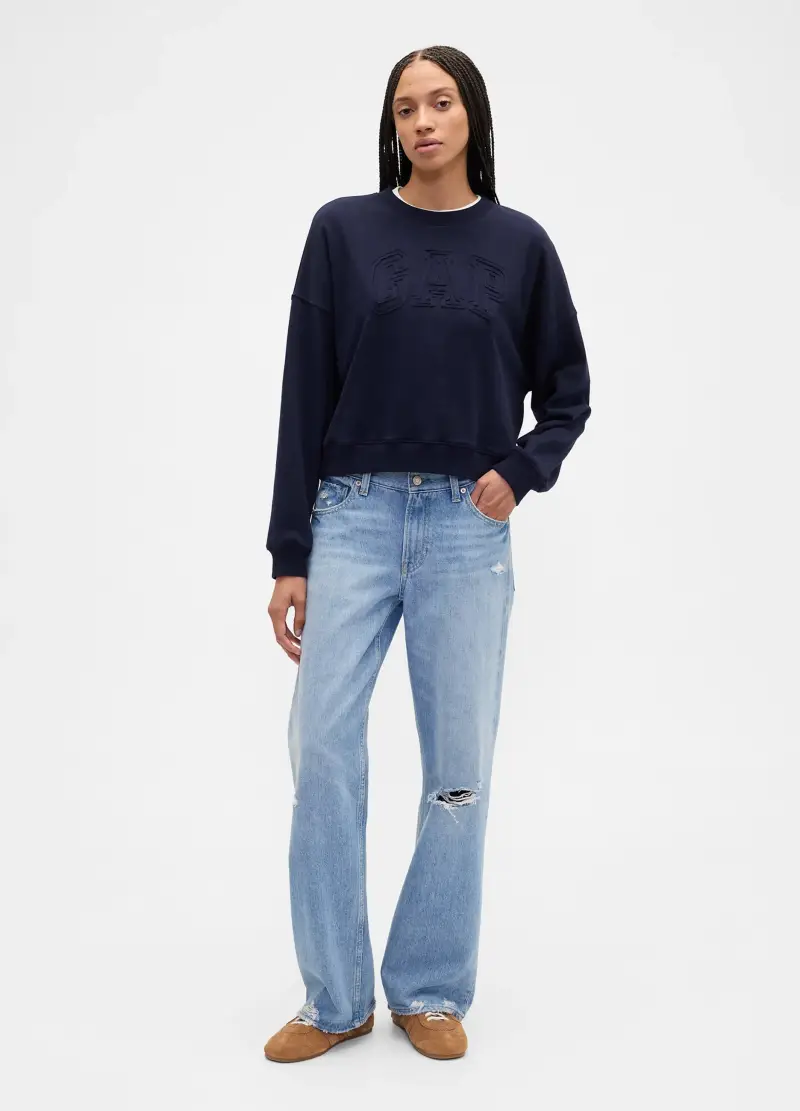 Felpa Blu Con Girocollo, Donna, Blu miniatura 3