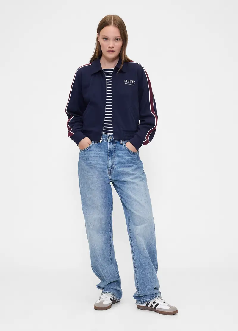 Felpa Blu Con Zip Integrale, Donna, Blu miniatura 2