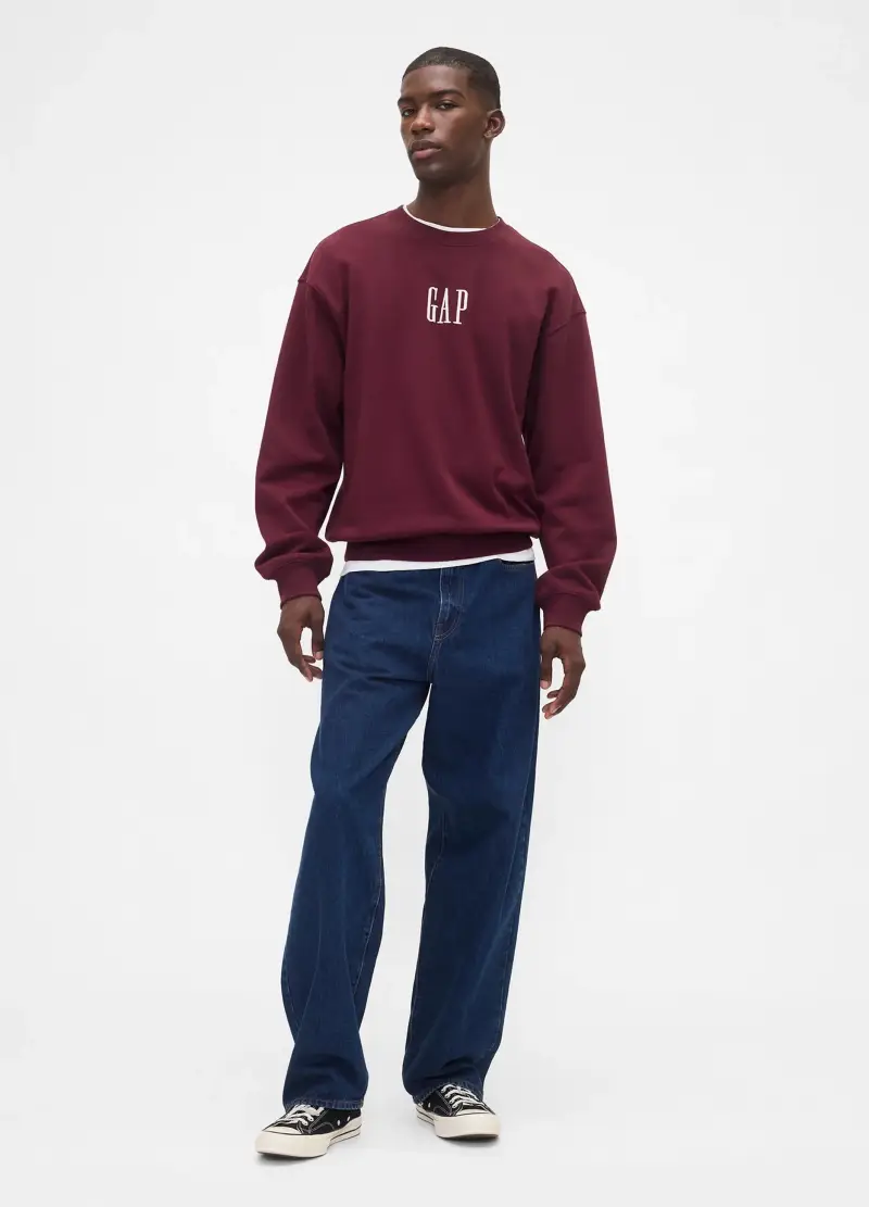 Felpa Bordeaux Girocollo, Uomo, Rosso miniatura 3