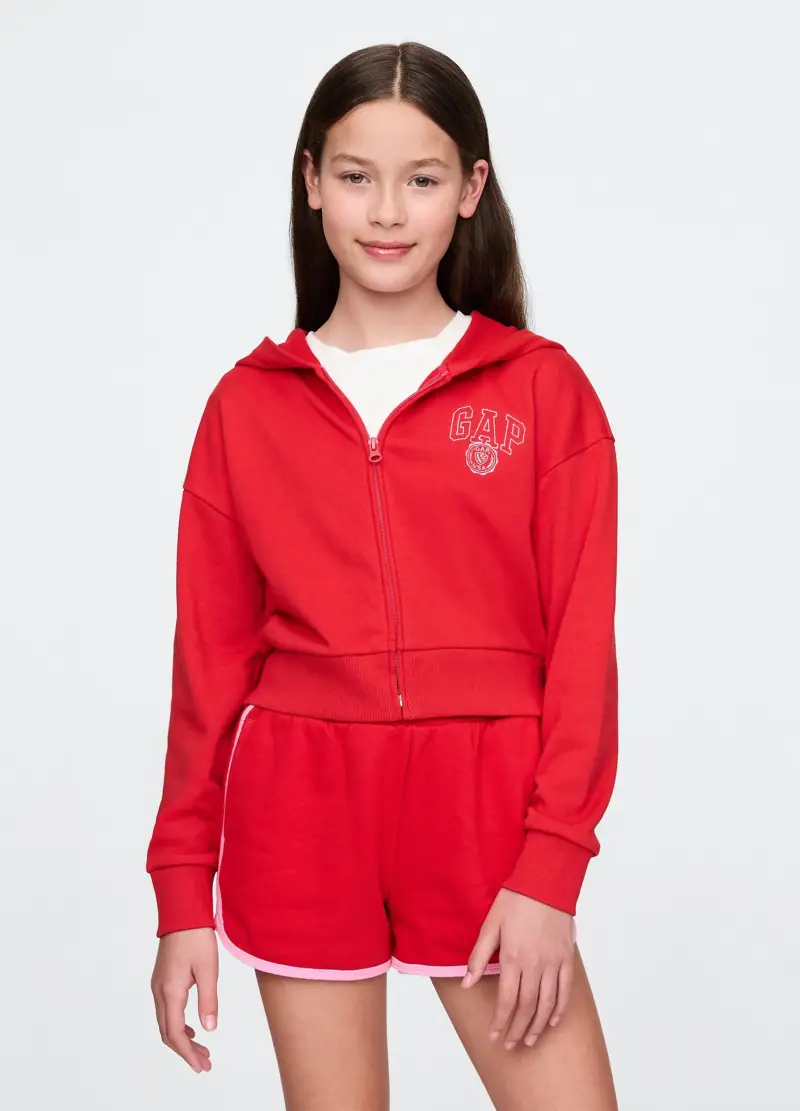 Felpa con cappuccio e full-zip, Bambina, Arancione