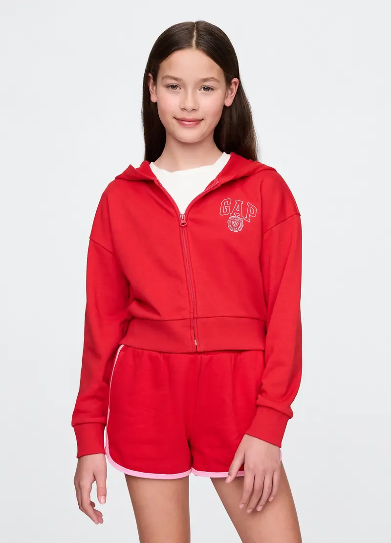 Felpa con cappuccio e full-zip, Bambina, Arancione