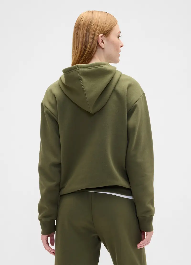 Felpa Con Cappuccio E Logo, Donna, Verde miniatura 3