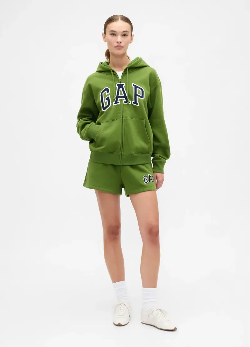 Felpa Con Cappuccio E Logo, Donna, Verde miniatura 2