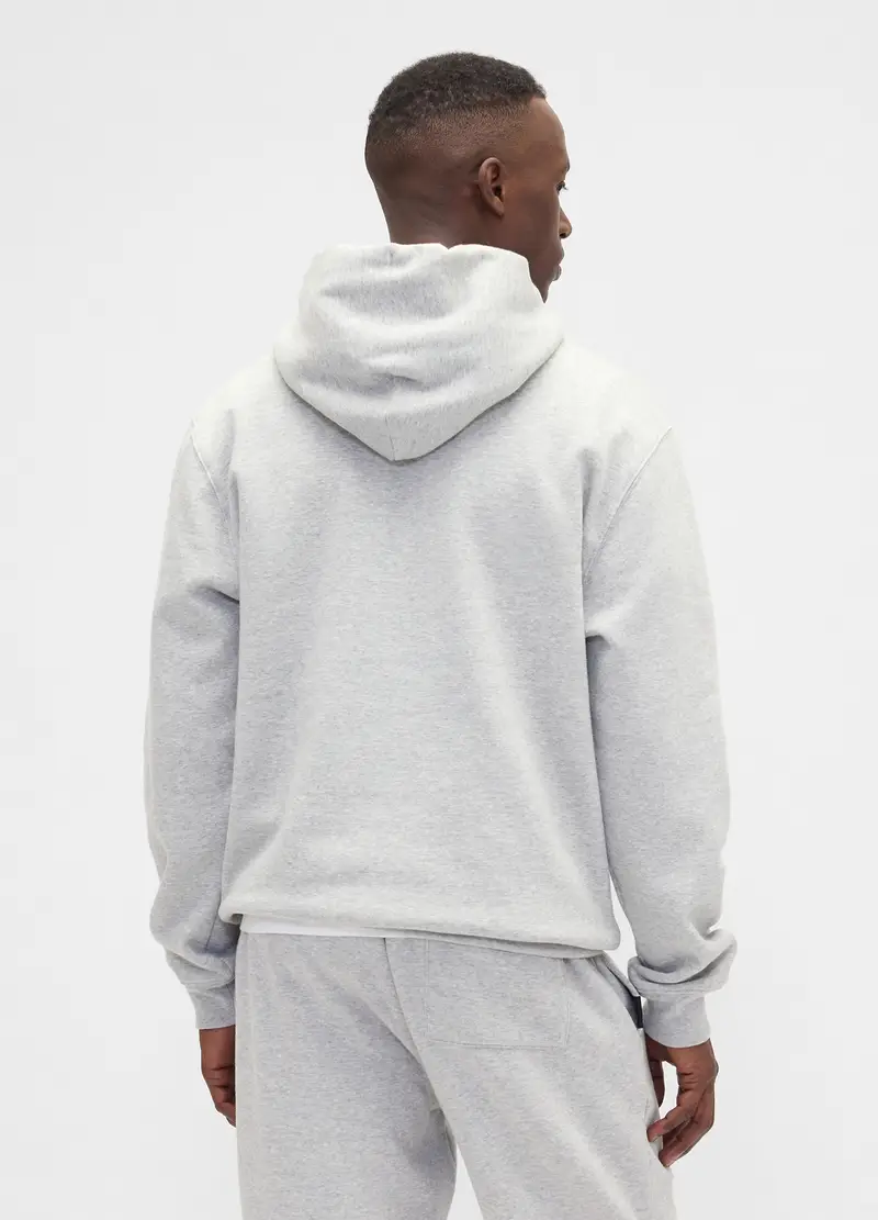 Felpa Con Cappuccio E Logo, Uomo, Grigio miniatura 2