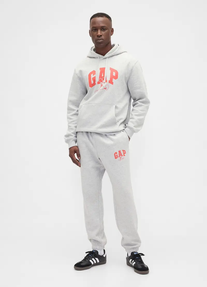 Felpa Con Cappuccio E Logo, Uomo, Grigio miniatura 3