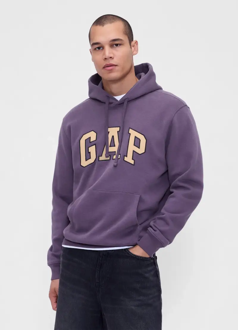 Felpa Con Cappuccio E Logo, Uomo, Viola