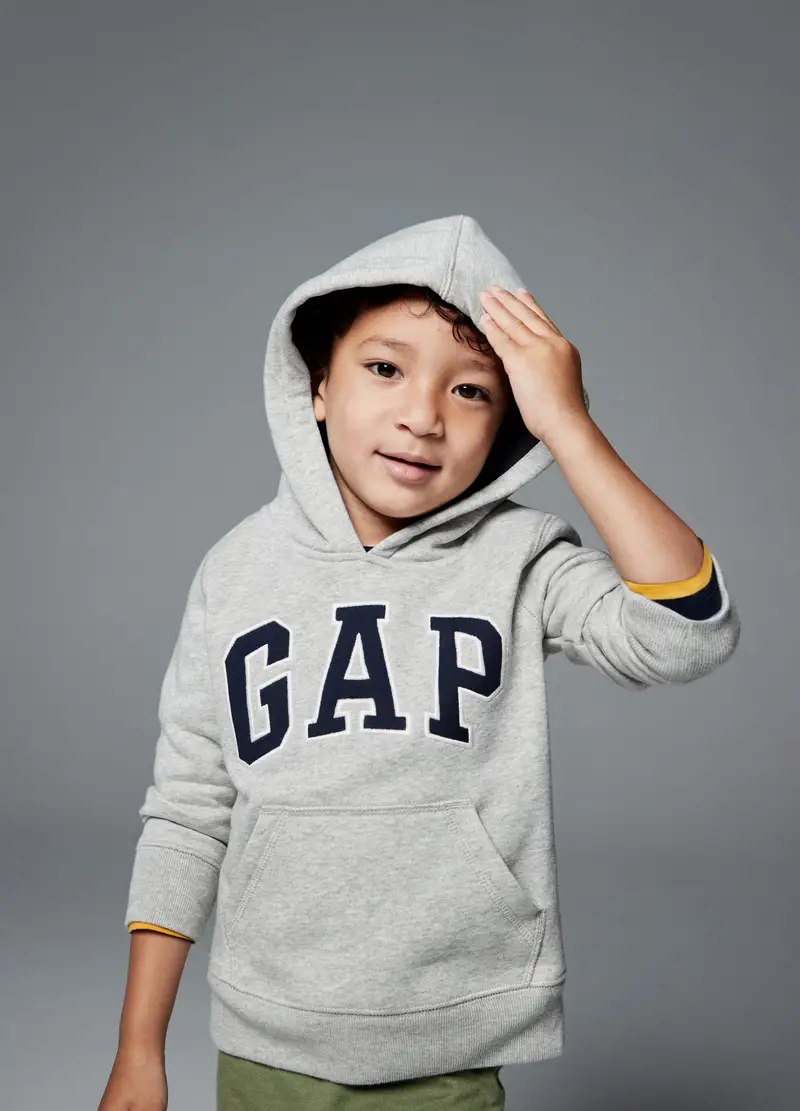 GAP - Felpa con cappuccio e patch logo, , Grigio melange, Taglia 3-6M/58-69
