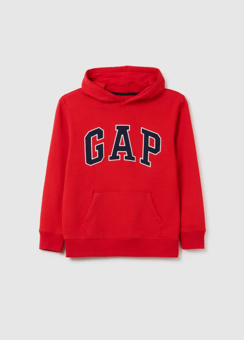 GAP - Felpa con cappuccio e ricamo logo, Bambino, Rosso, Taglia XL/145-152