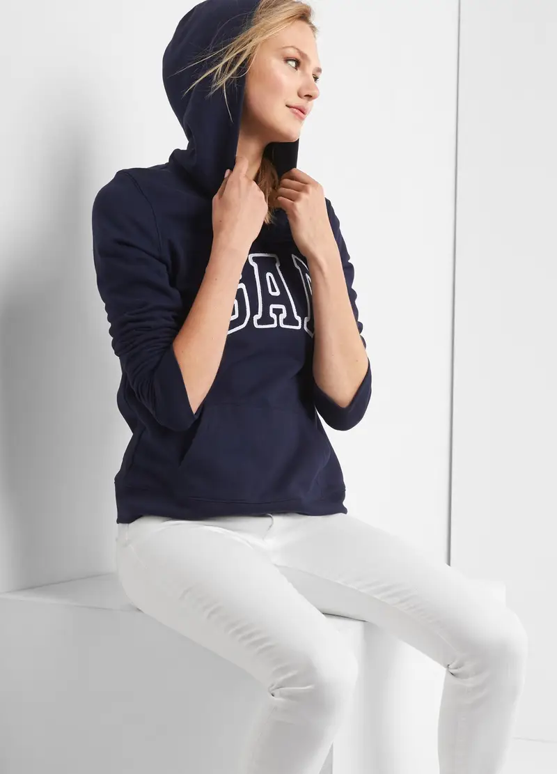 GAP - Felpa con cappuccio e ricamo logo, , Blu navy, Taglia XS