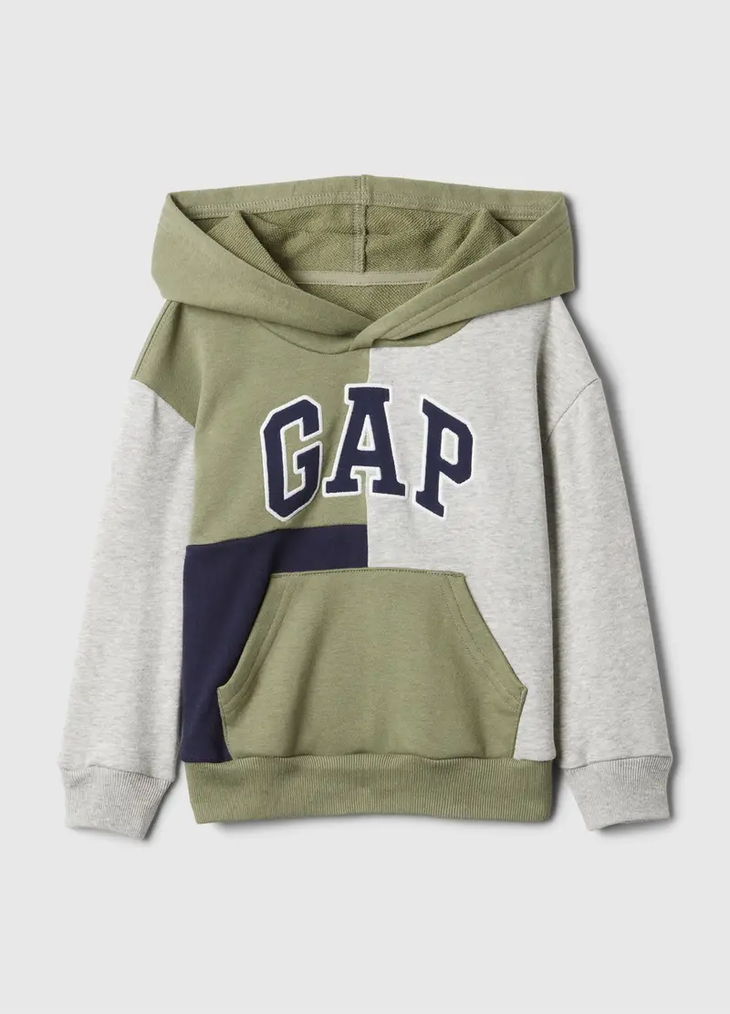 GAP - Felpa con cappuccio e ricamo logo, Grigio/Verde, Taglia 6-12M/69-74