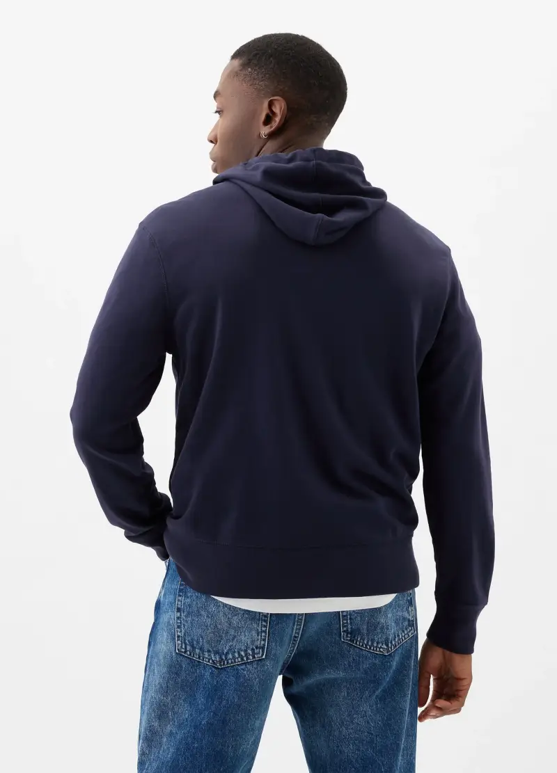 Felpa Con Cappuccio E Ricamo Logo, Uomo, Blu miniatura 3