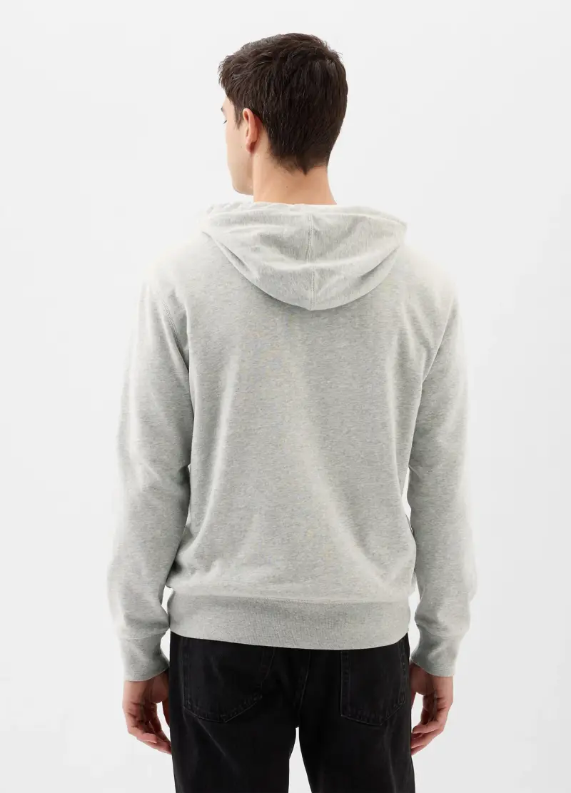 Felpa Con Cappuccio E Ricamo Logo, Uomo, Grigio miniatura 3