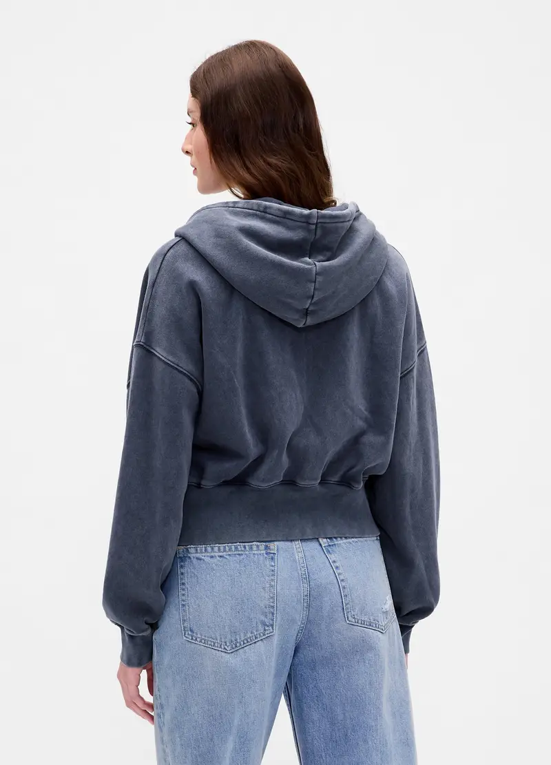 , Felpa Con Cappuccio E Zip, Donna, Blu miniatura 2