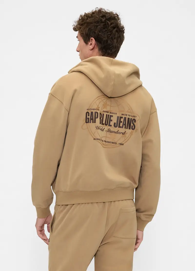 Gap Felpa Con Cappuccio E Zip Integrale Uomo beige miniatura 2