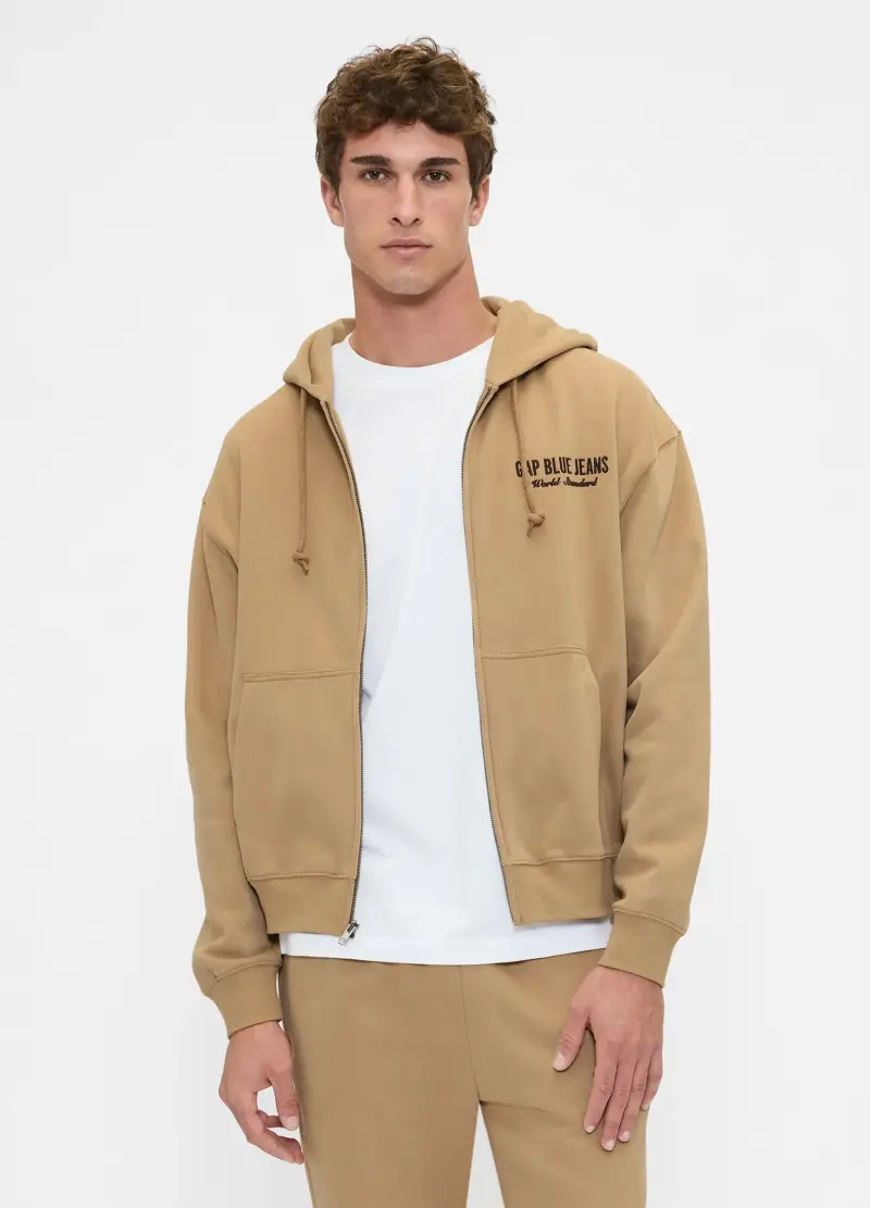 Gap Felpa Con Cappuccio E Zip Integrale Uomo beige
