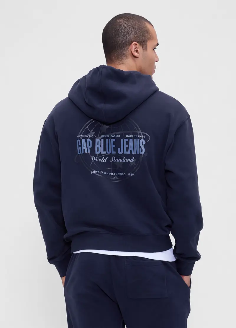 Gap Felpa Con Cappuccio E Zip Uomo Blu miniatura 2