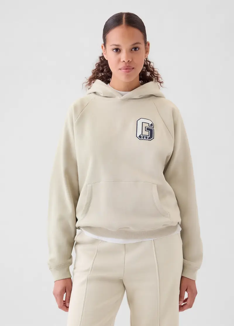 Felpa Con Cappuccio Maniche Raglan, Donna, Beige