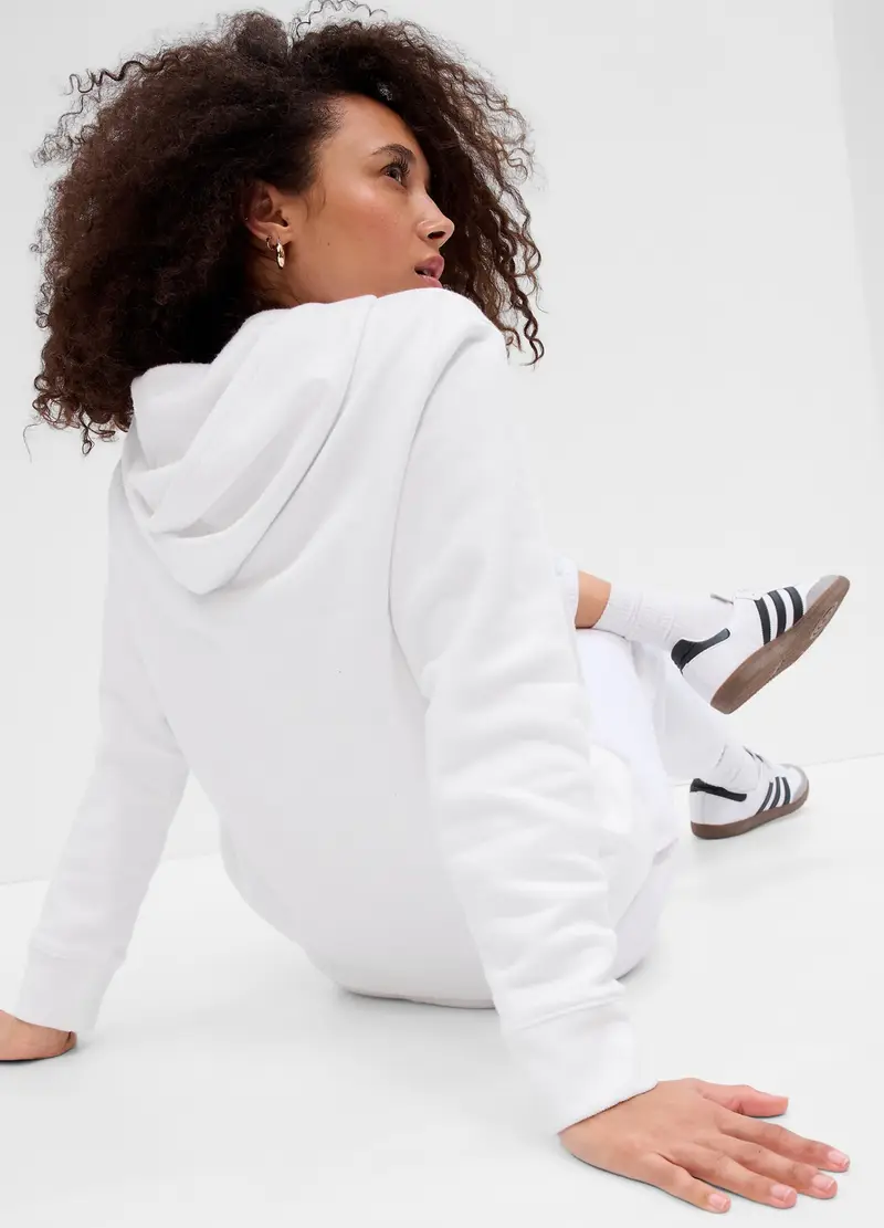 Felpa Con Cappuccio Ricamo Logo, Donna, Bianco miniatura 2