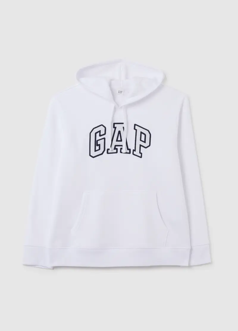 Felpa Con Cappuccio Ricamo Logo, Donna, Bianco miniatura 3