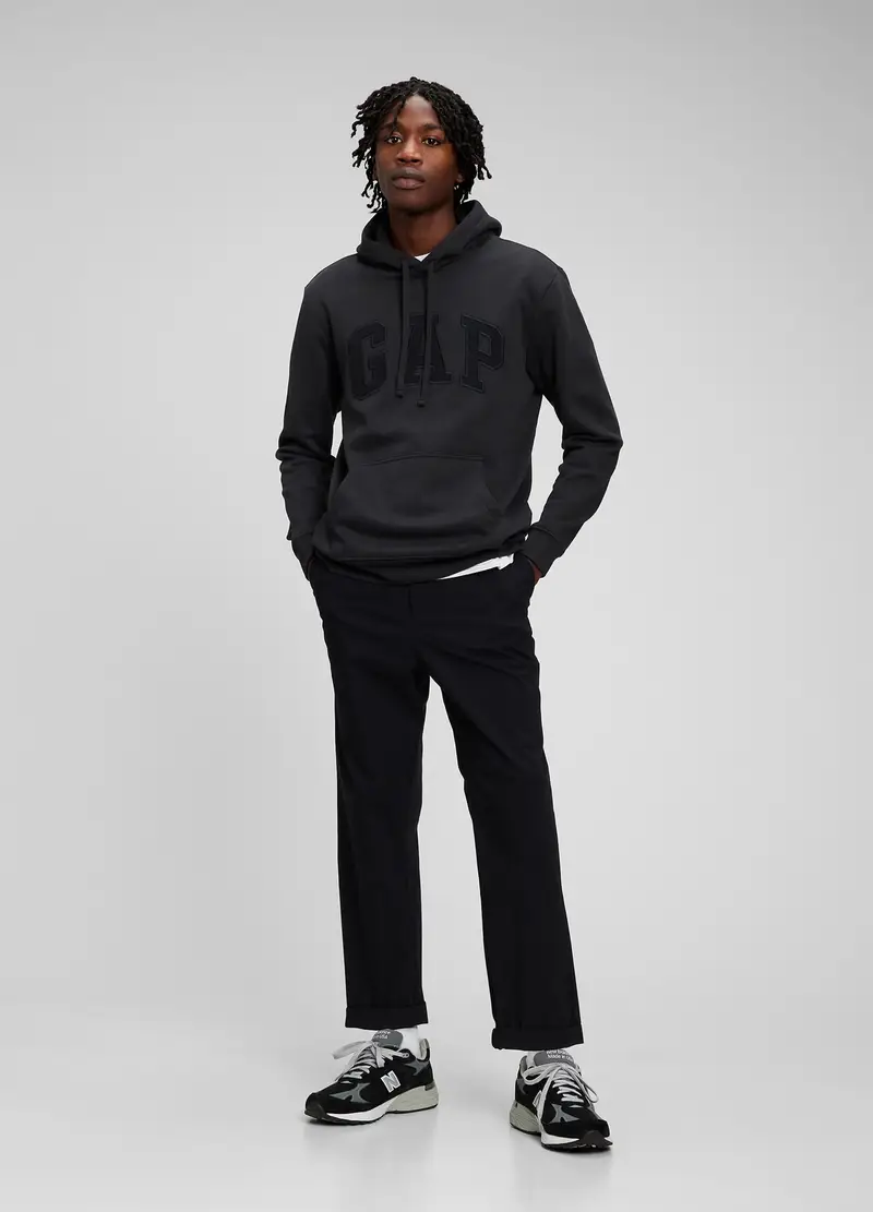 Felpa con cappuccio ricamo logo, , Nero canna di fucile