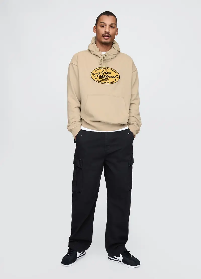 Felpa Con Cappuccio, Uomo, Beige miniatura 2