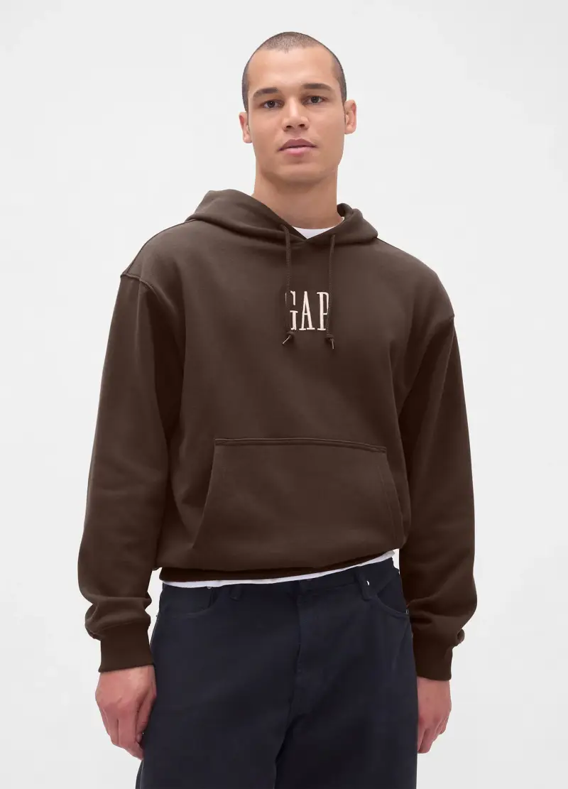 Felpa Con Cappuccio, Uomo, Marrone