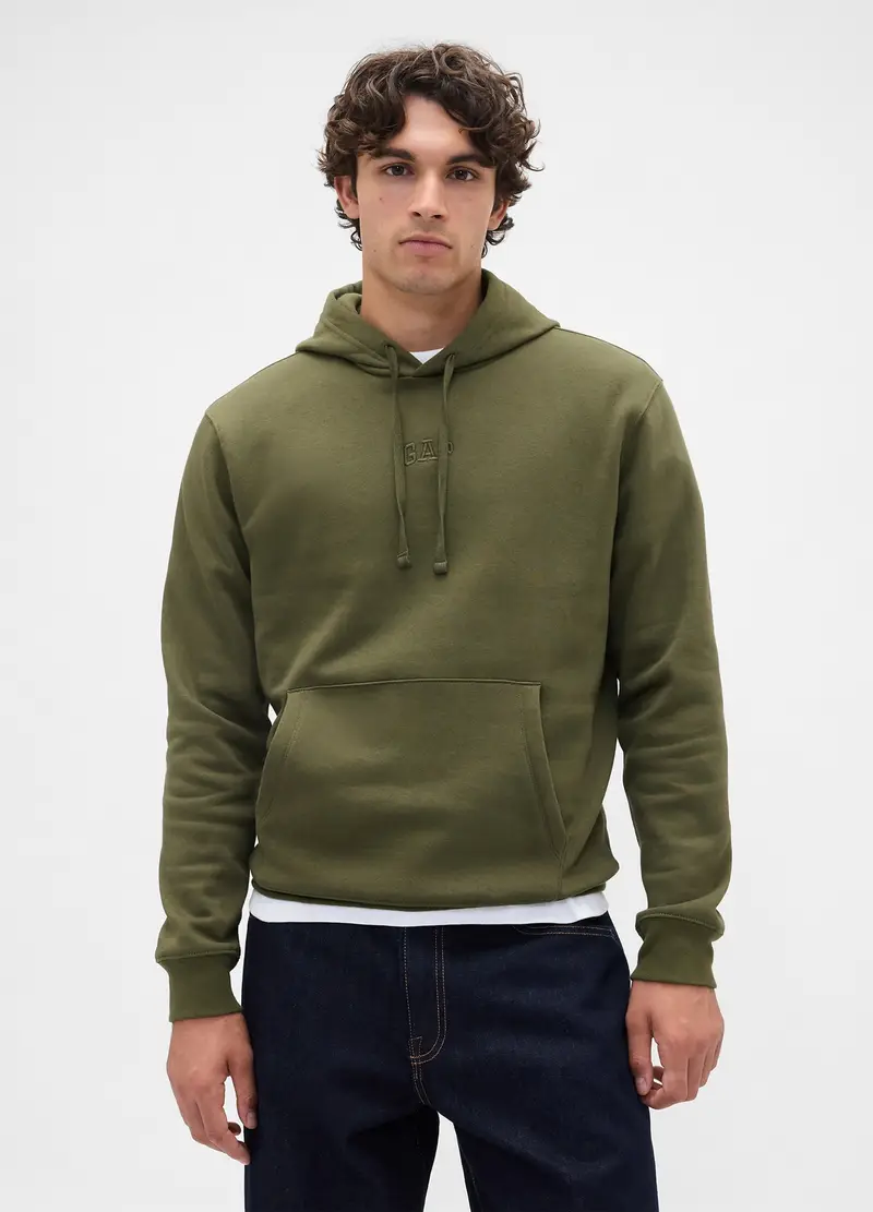 Felpa con cappuccio, , Verde militare