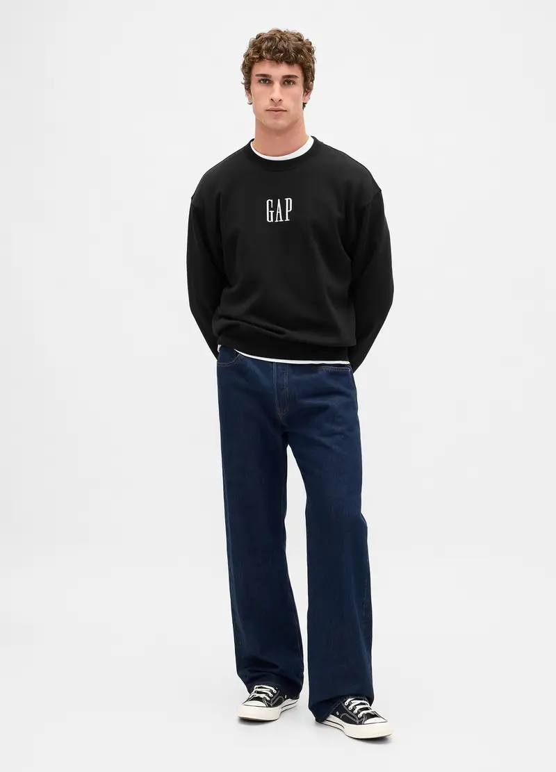 Felpa Con Girocollo, Uomo, Nero miniatura 3