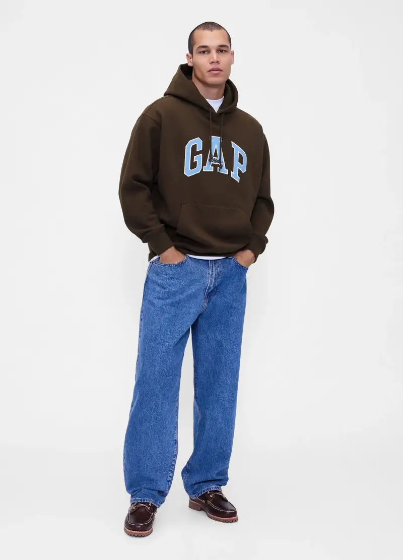 Felpa Con Logo E Cappuccio, Uomo, Nero miniatura 3