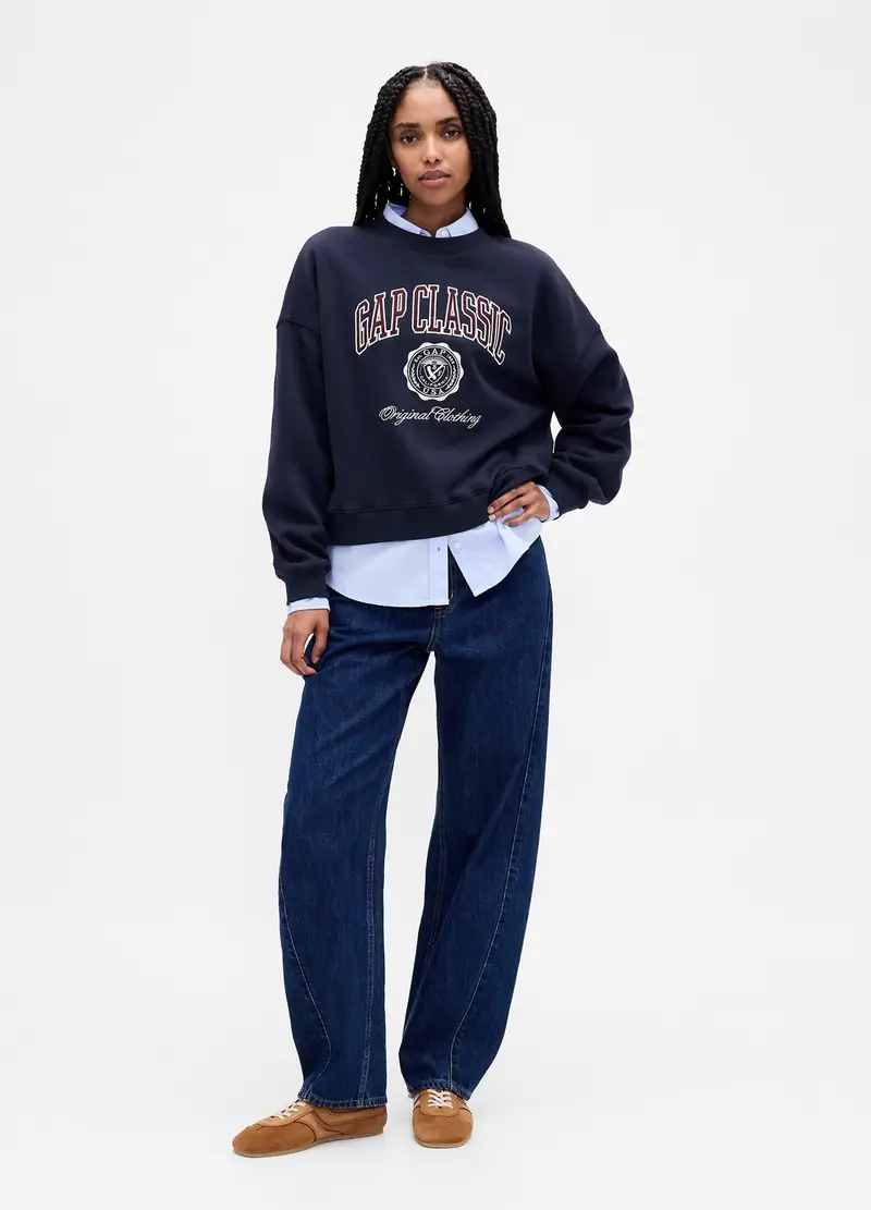 Felpa Con Scritta In Cotone Misto, Donna, Blu miniatura 3