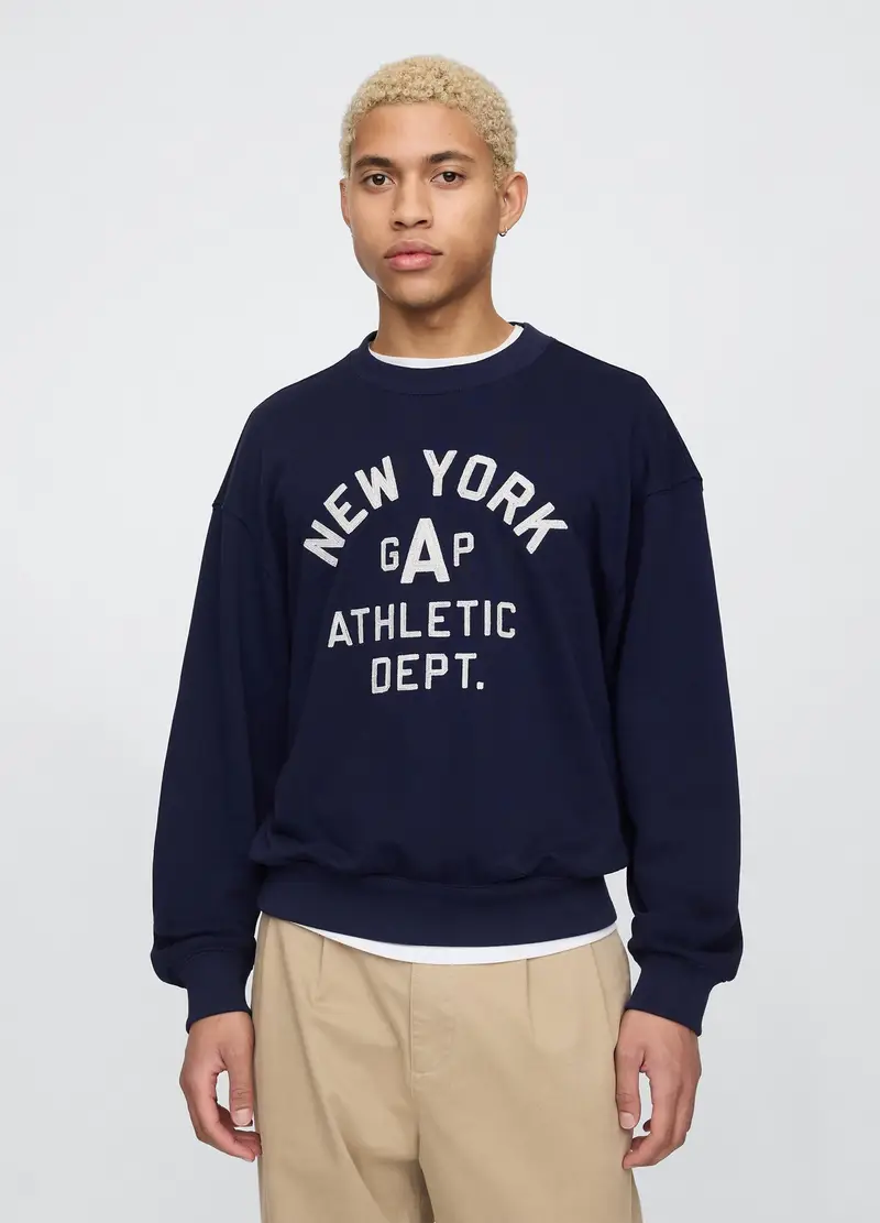 Felpa con stampa, , Blu navy