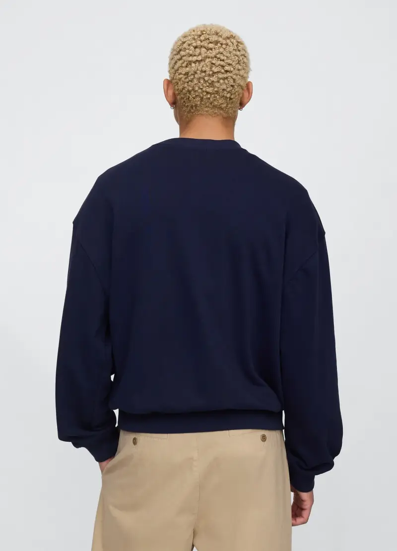 Felpa Con Stampa, Uomo, Blu miniatura 3