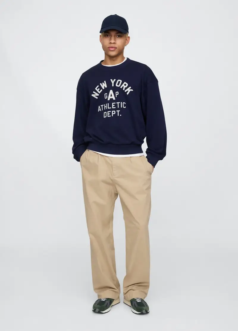 Felpa Con Stampa, Uomo, Blu miniatura 2