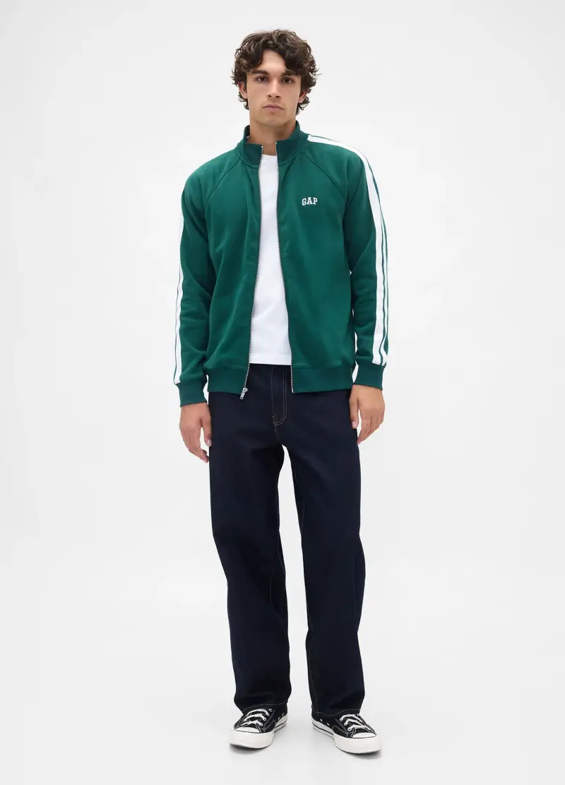 Felpa Con Zip, Uomo, Verde miniatura 2