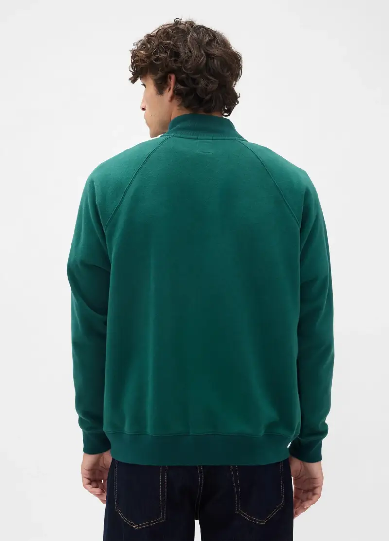 Felpa Con Zip, Uomo, Verde miniatura 3