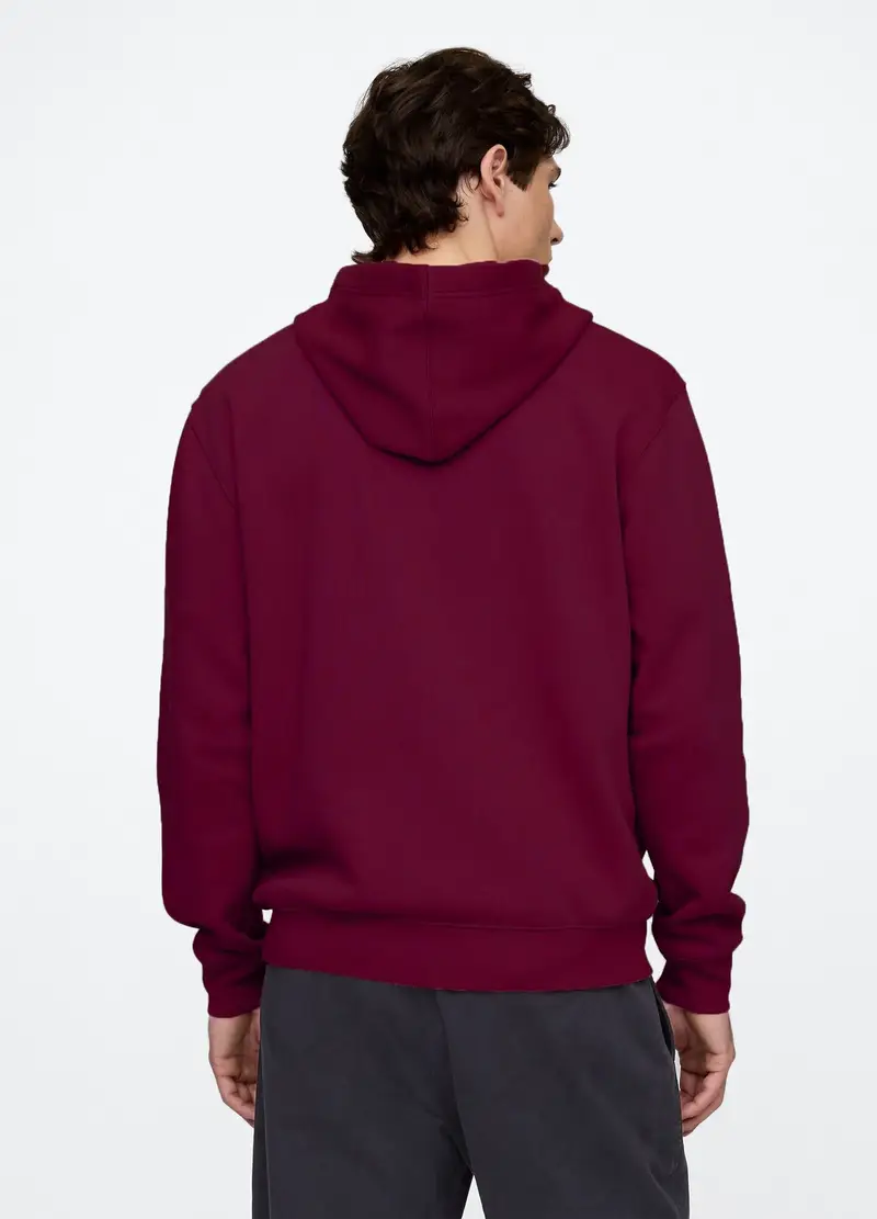 Felpa Full Zip Con Cappuccio, Uomo, Rosso miniatura 2