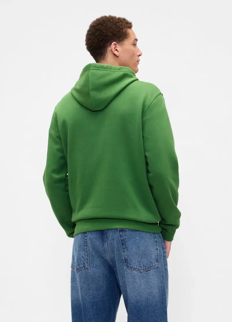 Felpa Full Zip Con Cappuccio, Uomo, Verde miniatura 2