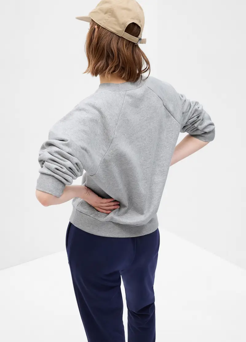 Felpa Girocollo Con Maniche Raglan, Donna, Grigio miniatura 2