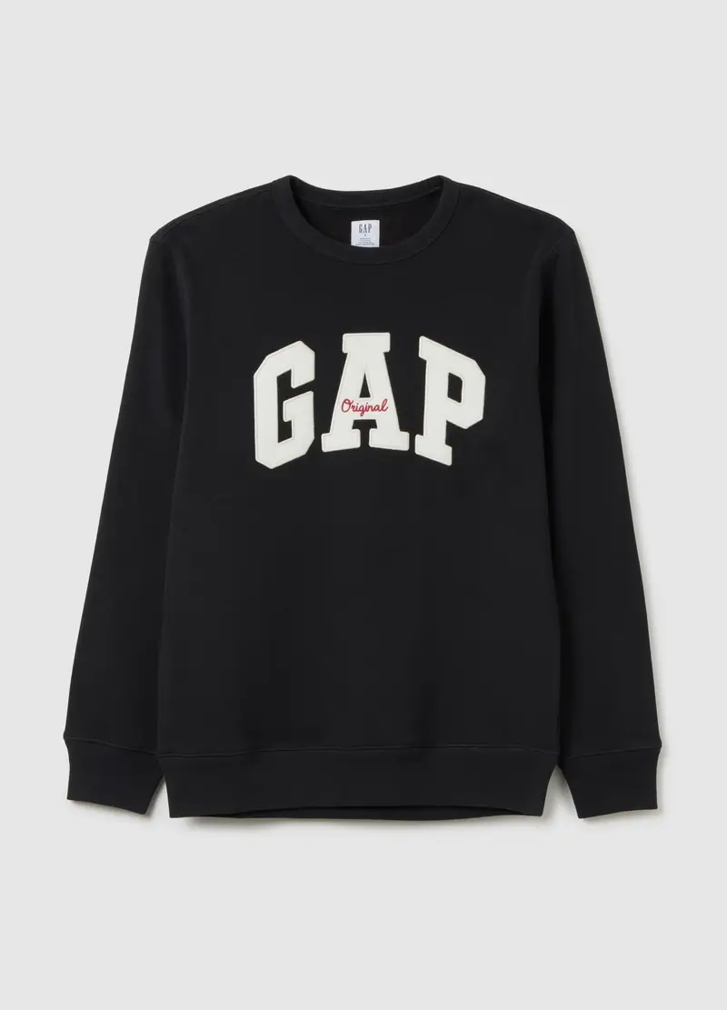GAP, Felpa Girocollo Con Patch Logo E Ricamo, Uomo, Nero, Taglia: S