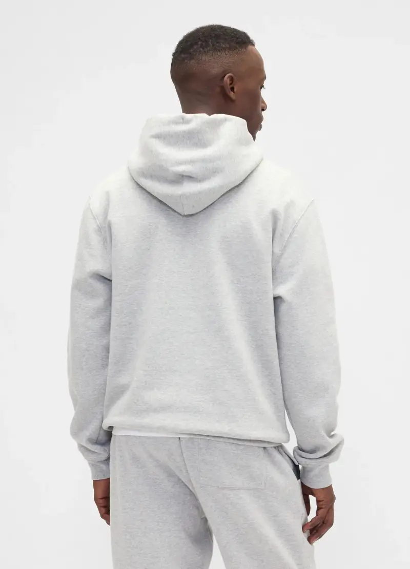 Felpa Grigia Con Cappuccio, Uomo, Bianco miniatura 2