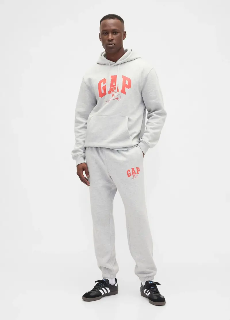 Felpa Grigia Con Cappuccio, Uomo, Bianco miniatura 3