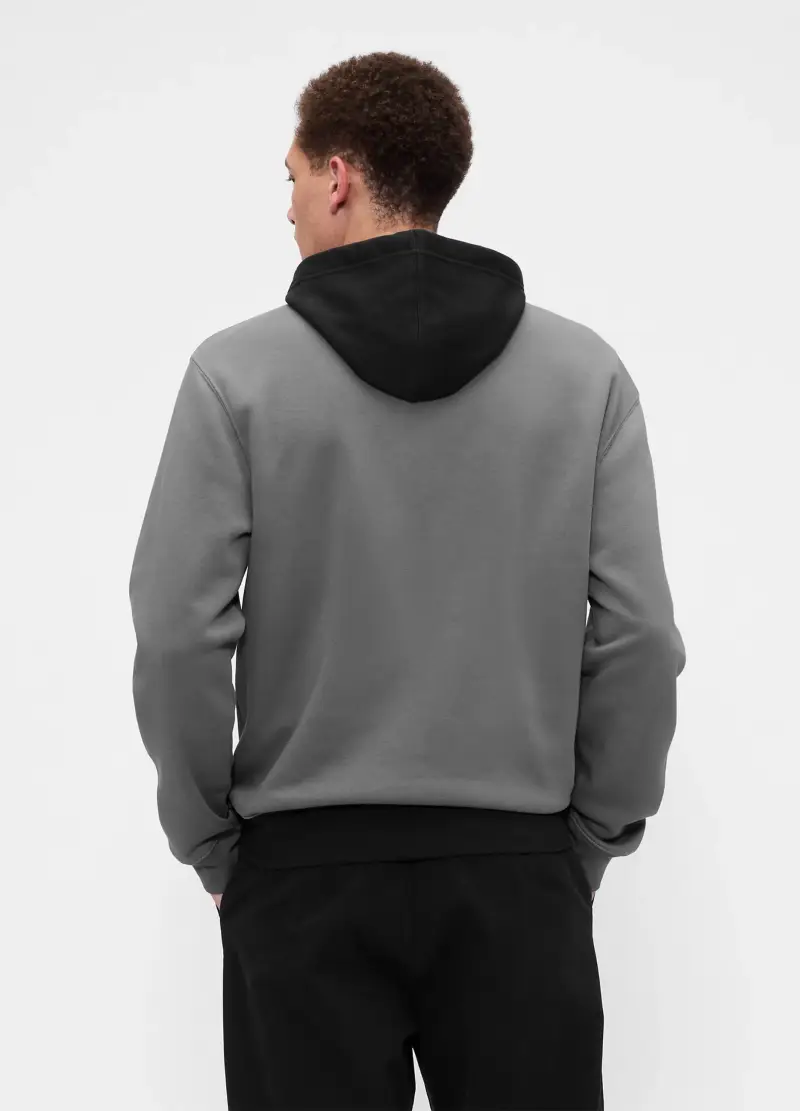 Felpa Grigia Con Cappuccio, Uomo, Nero miniatura 2