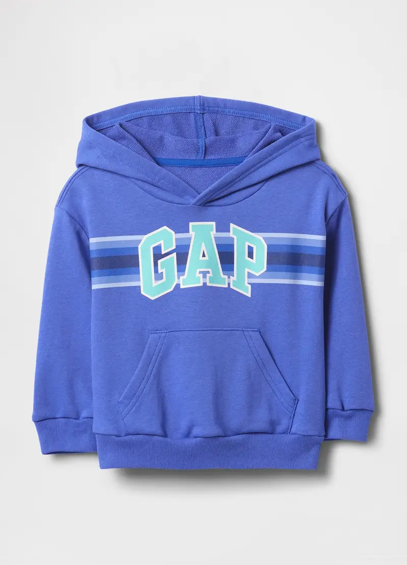GAP - Felpa in French Terry con cappuccio e stampa logo, Blu indigo, Taglia 6-12M/69-74