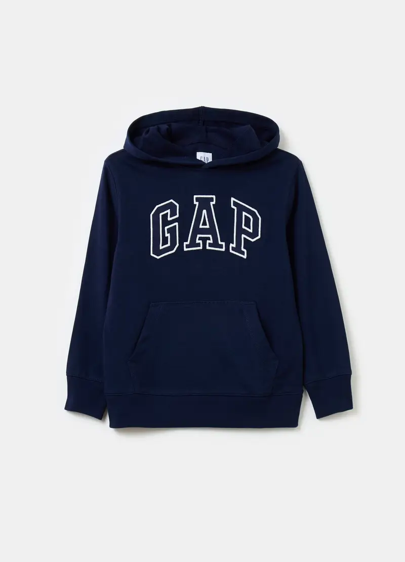 GAP - Felpa in French Terry con ricamo logo, Bambino, Blu scuro, Taglia XS/99-114
