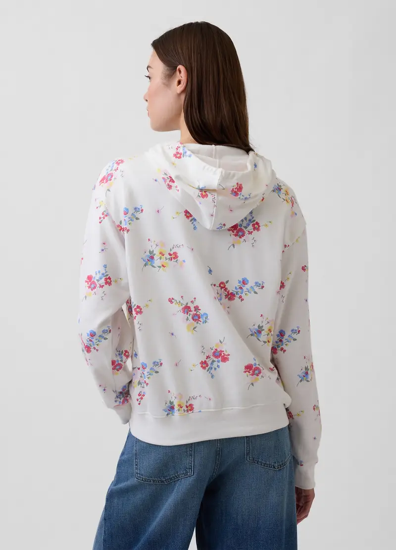 Felpa In Misto Cotone Multicolor Regular Fit Con Motivo Floreale, Donna, Multicolor miniatura 2