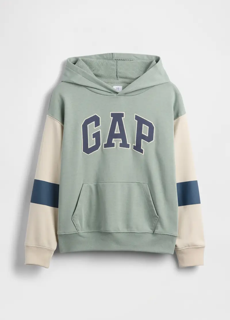 Felpa in misto cotone regular fit con logo, Bambino, Beige/Verde